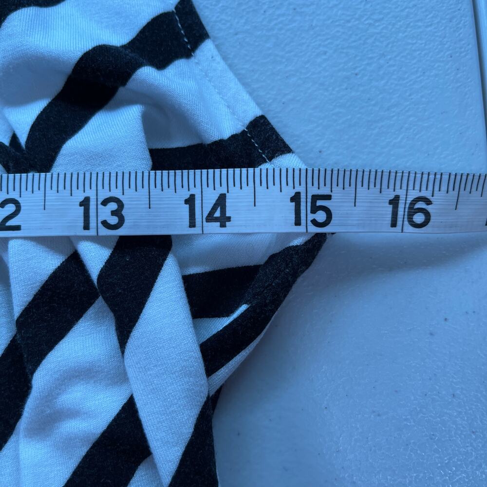 Peter Som Black White Contrast Stripe Faux Wrap Sleeveless Knit Top S - Picture 13 of 14